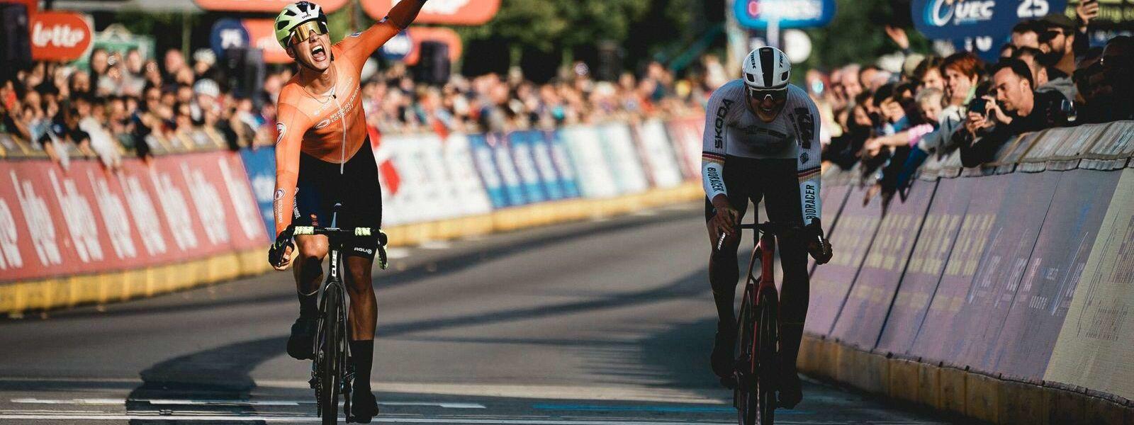 Huub Artz outsprints Niklas Behrens at the line and is crowned European champion